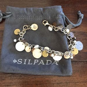 Silpada sterling, brass, copper & pearl bracelet